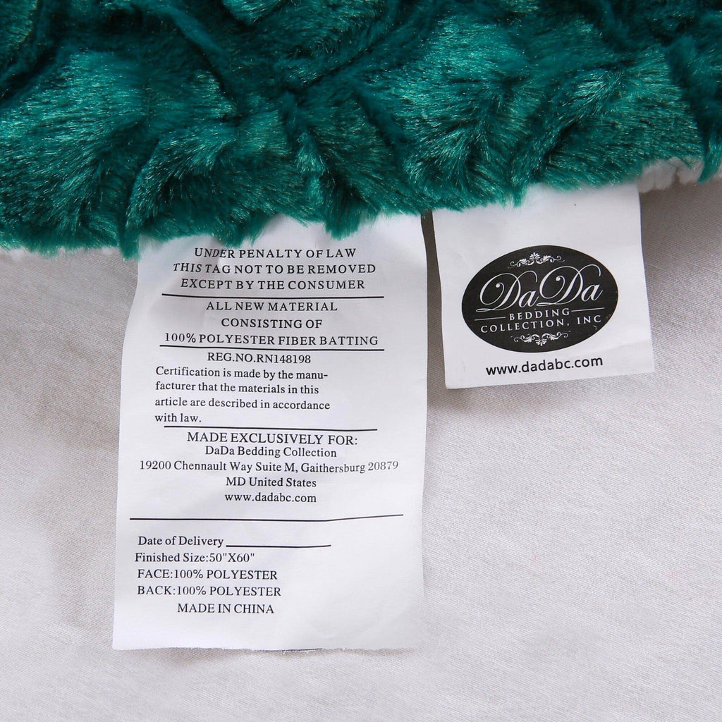 DaDa Bedding Mermaid Scales Emerald Green Blue w/ Sherpa Backside Faux Fur Throw Blanket (BL-171805) - DaDa Bedding Collection