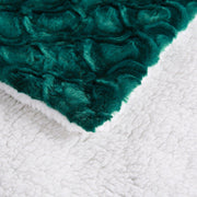 DaDa Bedding Mermaid Scales Emerald Green Blue w/ Sherpa Backside Faux Fur Throw Blanket (BL-171805) - DaDa Bedding Collection
