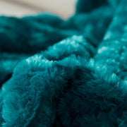 DaDa Bedding Mermaid Scales Emerald Green Blue w/ Sherpa Backside Faux Fur Throw Blanket (BL-171805) - DaDa Bedding Collection
