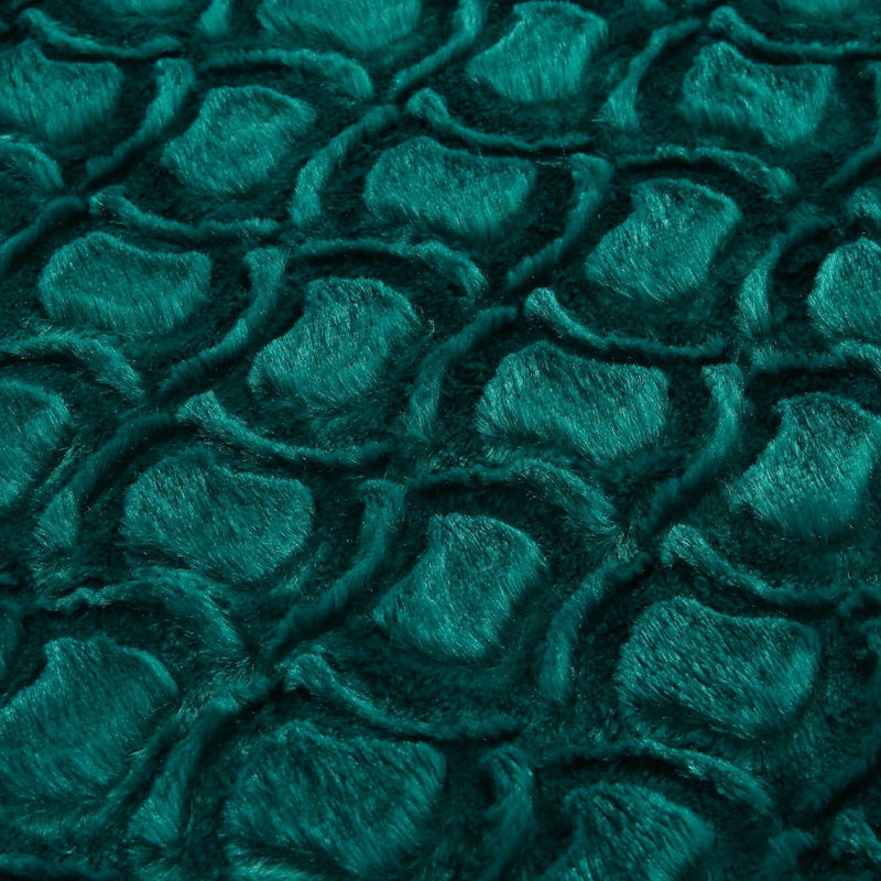 DaDa Bedding Mermaid Scales Emerald Green Blue w/ Sherpa Backside Faux Fur Throw Blanket (BL-171805) - DaDa Bedding Collection