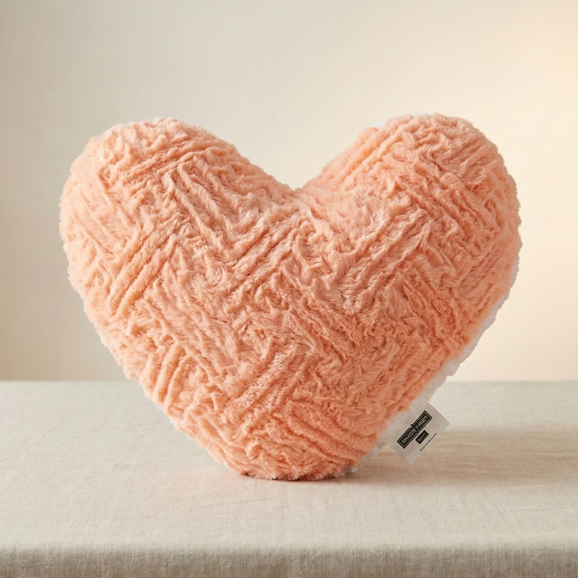 DaDa Bedding Heart Shaped Pillow Coral Peach Pink Faux Fur & Sherpa Soft Decorative Throw Pillow - 14x16 inches Coral Peach for Valentine's Day or Any Special Occasion