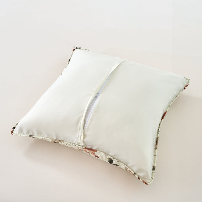 Enchanted Meadow Throw Pillow Euro Cover - Zippered Floral Design in Beige, Rose, and Soft Green, Premium Soft Microfiber, Euro Sham in 26x26 Inches (26" x 26" 1 Piece) - DaDa Bedding Collection