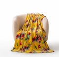 DaDa Bedding Yellow Farmhouse Rustic Spring Floral Hummingbirds Soft Fleece Throw Blanket (925)