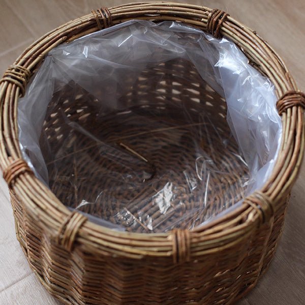 Rustic Round Wicker Planter with Liner (Shipping fees may apply)