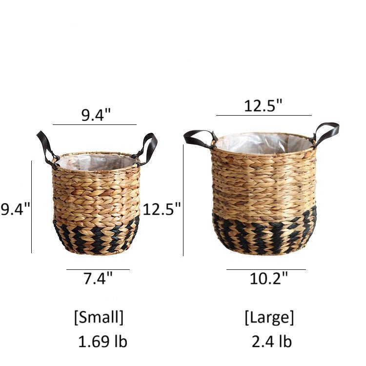 Two-Tone Basket Planter with Leather Handles (Shipping fees may apply)