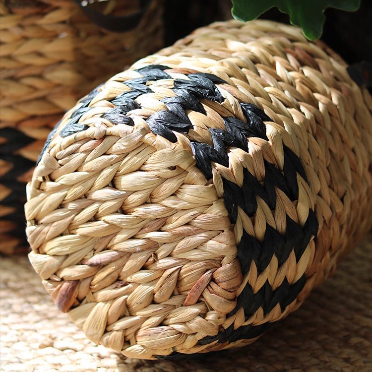 Two-Tone Basket Planter with Leather Handles (Shipping fees may apply)