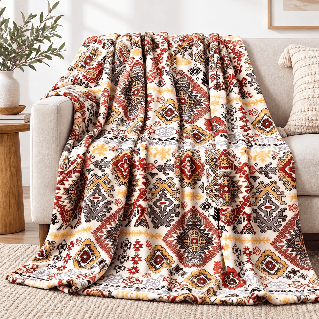 Southwestern Havana Geometric Plush Fleece Flannel Throw Blanket