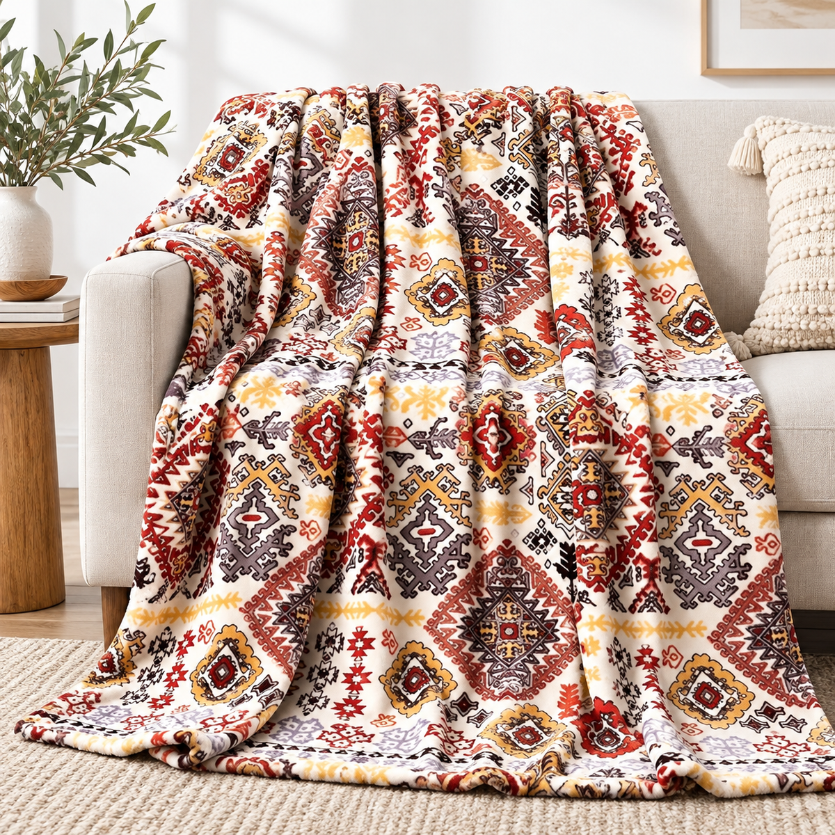 DaDa Bedding Southwestern Havana Geometric Soft Plush Fleece Flannel Throw Blanket (XY1012)