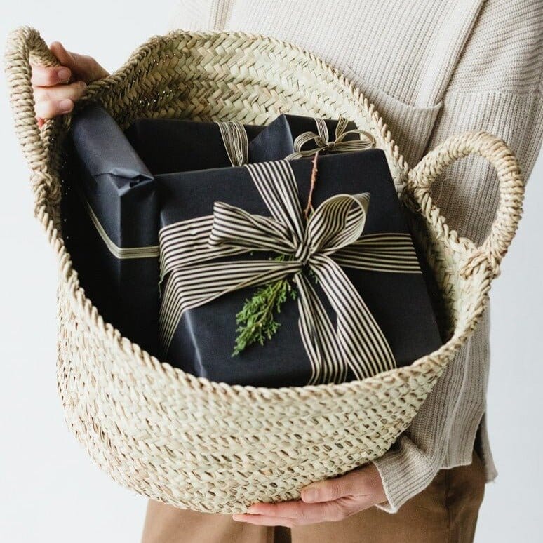 Handwoven Moroccan Basket for Blankets & Storage