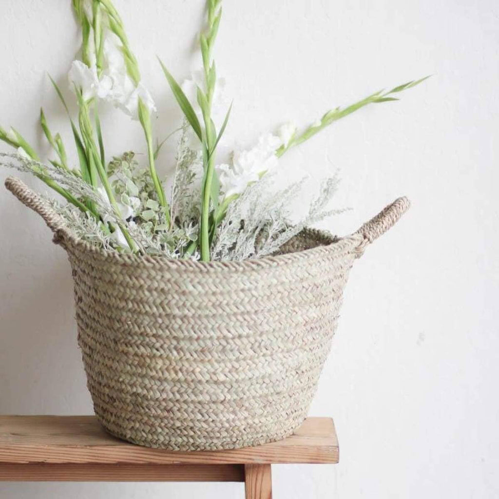 Handwoven Moroccan Basket for Blankets & Storage
