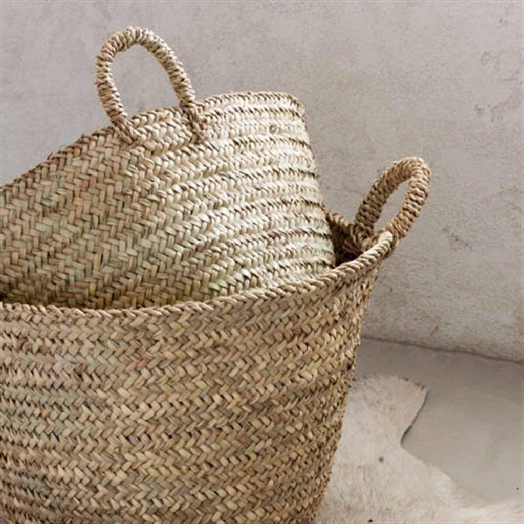 Handwoven Moroccan Basket for Blankets & Storage