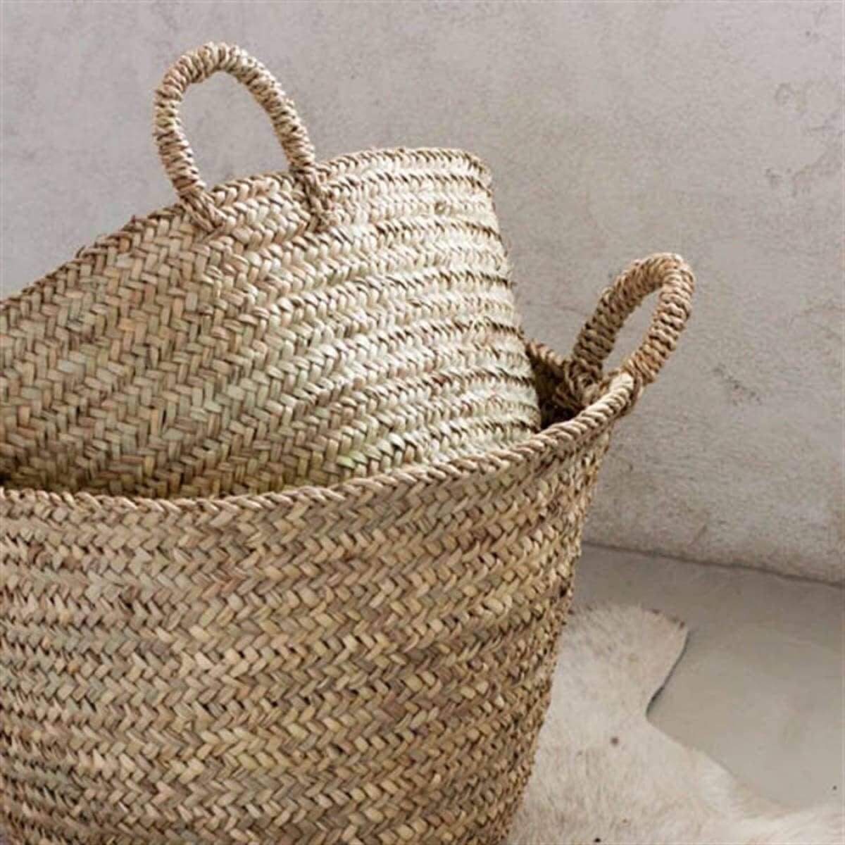 Handwoven Moroccan Basket for Blankets & Storage