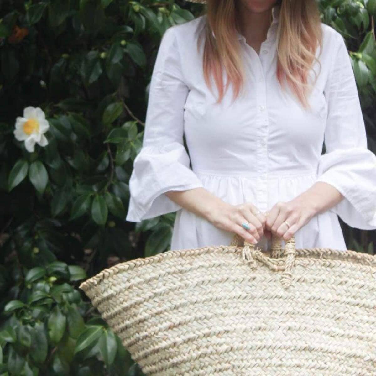 Handwoven Moroccan Basket for Blankets & Storage