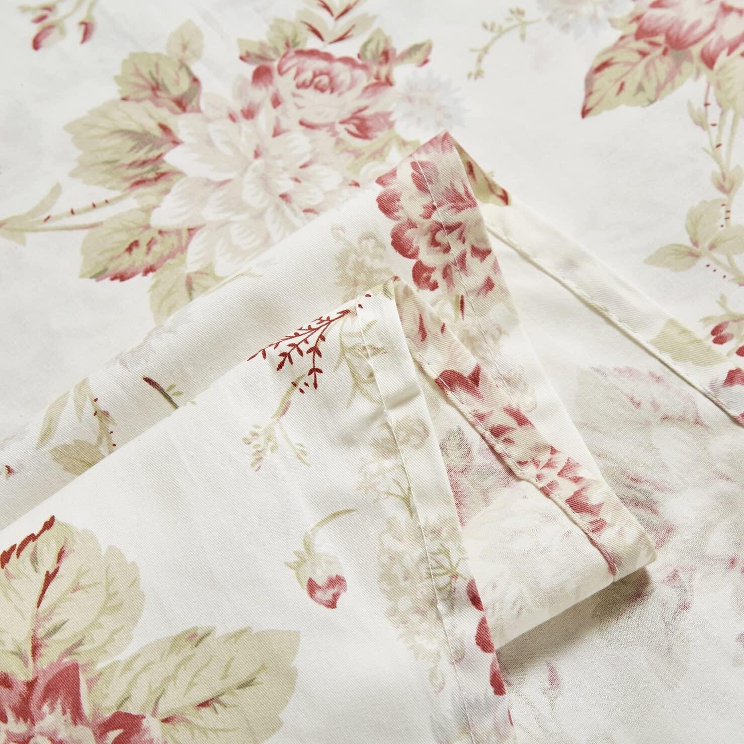 DaDa Bedding Hint of Mint Dainty Cottage Floral Roses Cotton Flat Sheet Only w/ Pillow Case (3036) - DaDa Bedding Collection