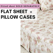 DaDa Bedding Hint of Mint Dainty Cottage Floral Roses Cotton Flat Sheet Only w/ Pillow Case (3036) - DaDa Bedding Collection