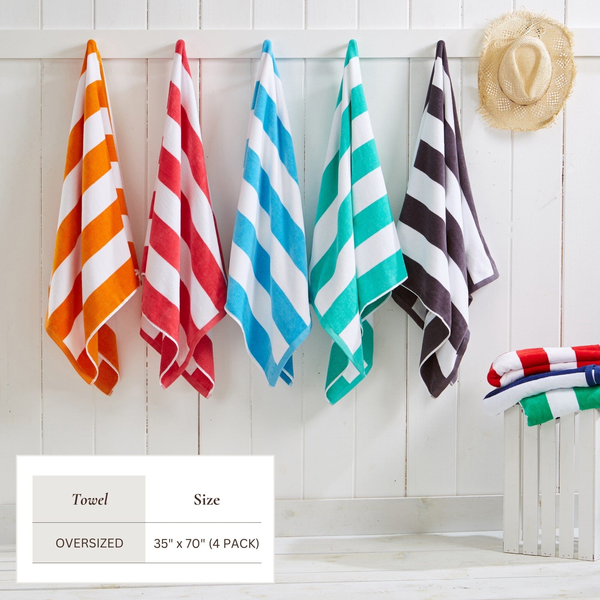 Cotton Velour Cabana Stripe Beach Towel - Novia Collection (Shipping fees may apply)