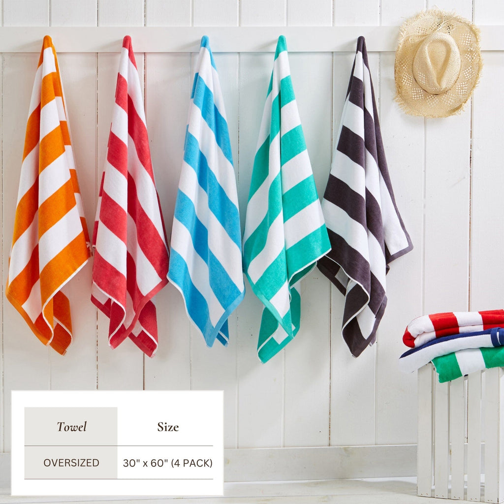 Cotton Velour Cabana Stripe Beach Towel - Novia Collection (Shipping fees may apply)