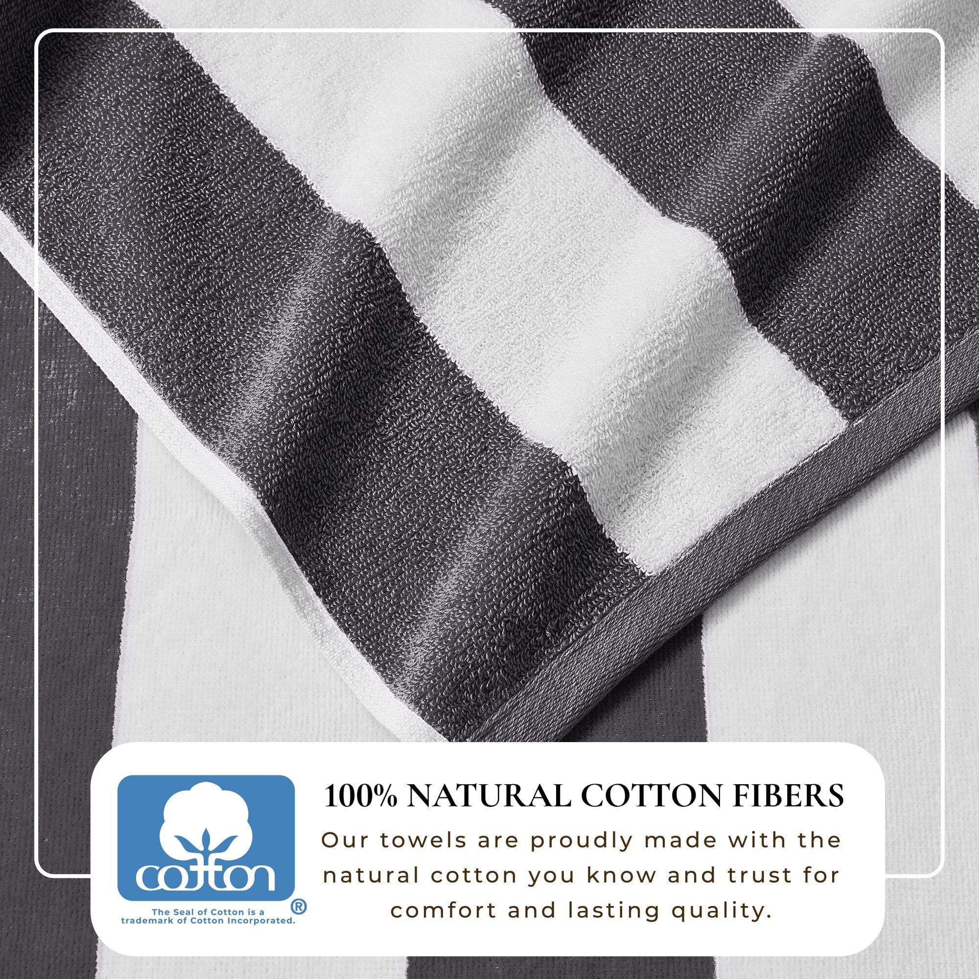 Cotton Velour Cabana Stripe Beach Towel - Novia Collection (Shipping fees may apply)