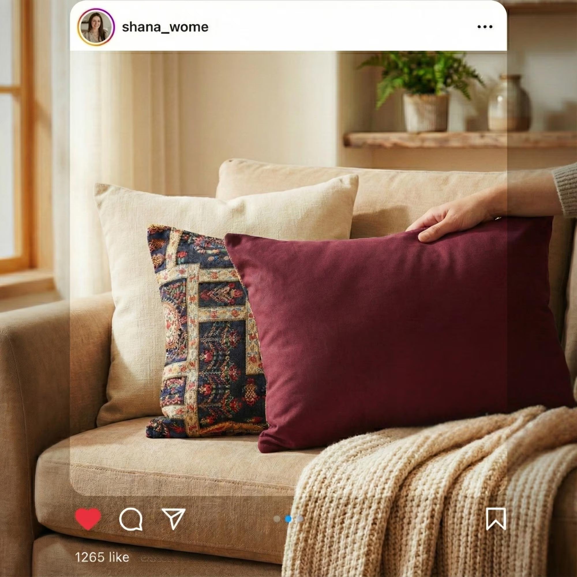 Handmade Persian Kilim Lumbar Pillow: Vintage Boho Decor (19x12")
