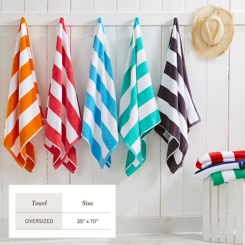 Cotton Velour Cabana Stripe Beach Towel - Novia Collection (Shipping fees may apply)