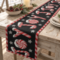 DaDa Bedding Peppermint Joy Red Black Holiday Tapestry Dining Table Runner (12904)