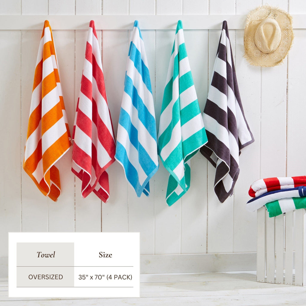 Cotton Velour Cabana Stripe Beach Towel - Novia Collection (Shipping fees may apply)