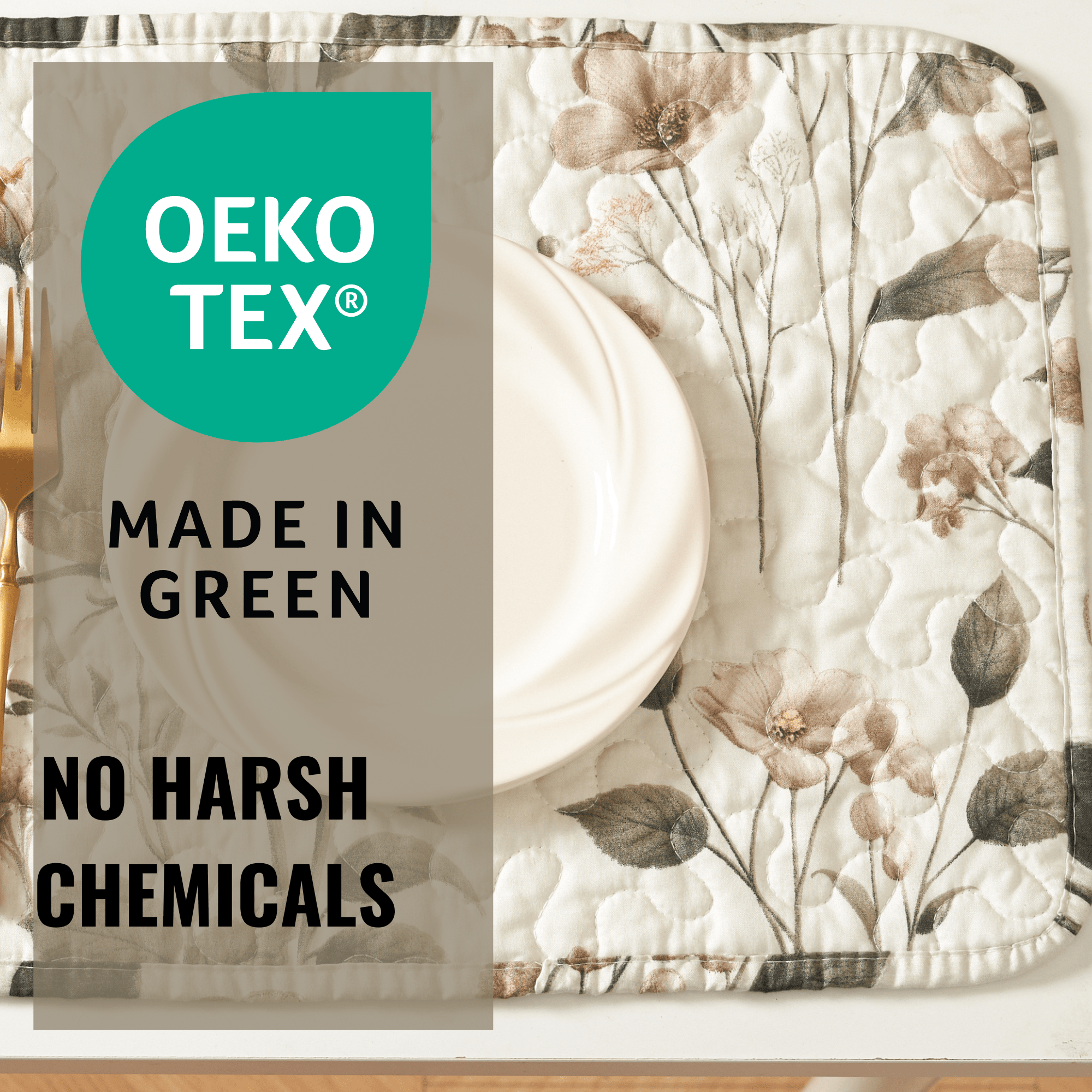 DaDalogy Enchanted Meadow Placemats - Set of 4, Floral Elegance in Beige, Rose, and Soft Green, Premium Soft Microfiber, Perfect for Any Meal, 13x19 Inches - DaDa Bedding Collection