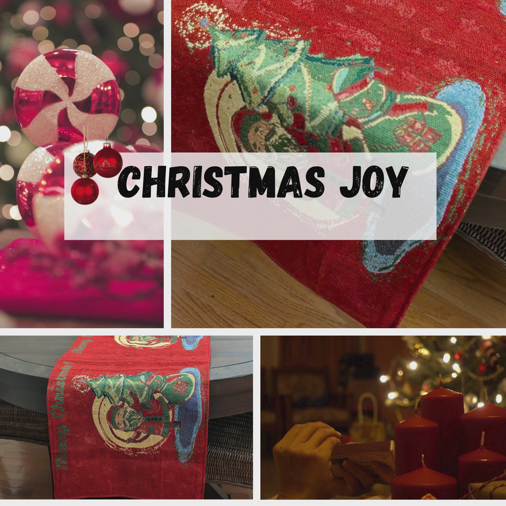 DaDa Bedding Red Santa Claus Christmas Tree Woven Tapestry Dining Table Runner (17615)
