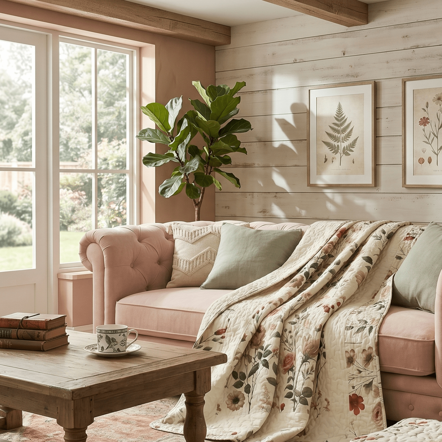 DaDa Bedding Collection Enchanted Meadow Reversible Floral Cozy Lightweight Lap Throw - Perfect for Couch or Bed, Beige Victorian Garden Pallete, All-Season Comfort, Machine Washable, 50x60 Inches
