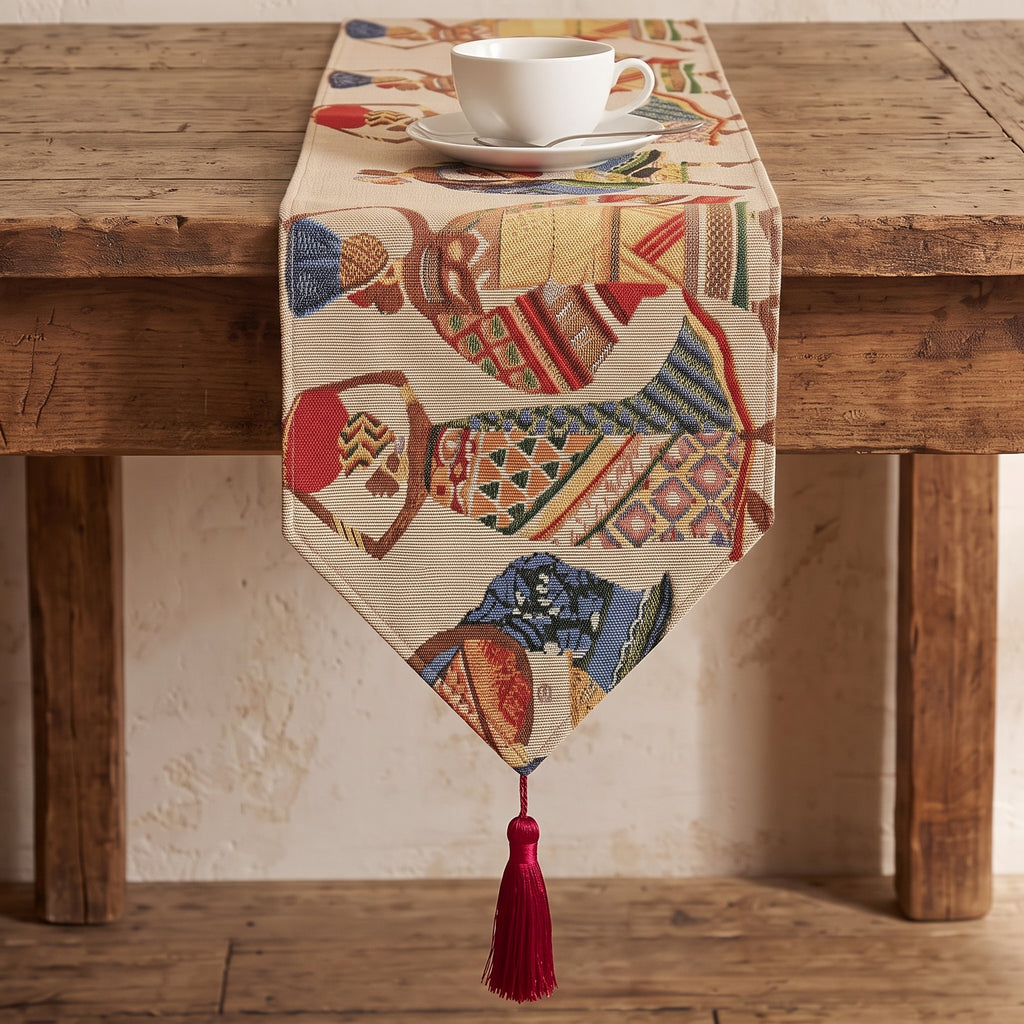 DaDa Bedding Dancing Women African Dreams Elegant Woven Tapestry Dining Table Runner (18117)