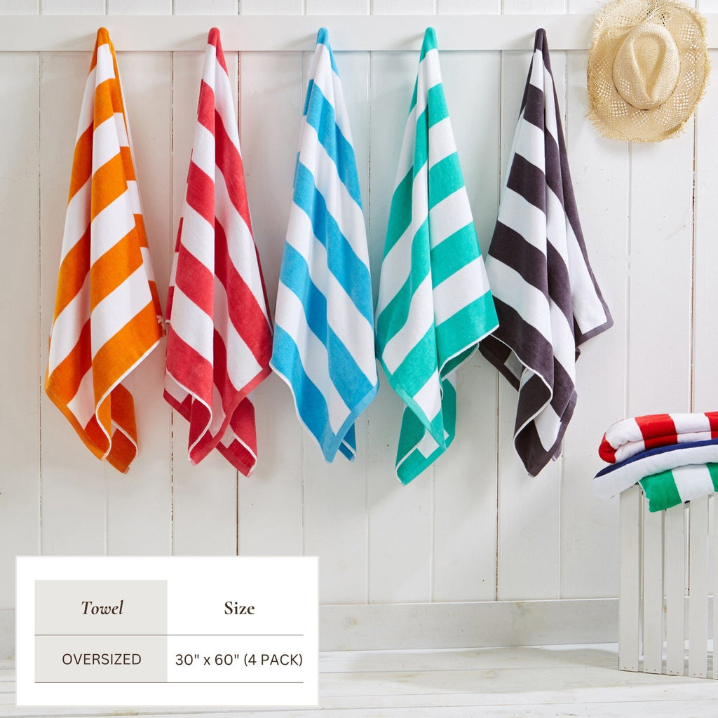 Cotton Velour Cabana Stripe Beach Towel - Novia Collection (Shipping fees may apply)