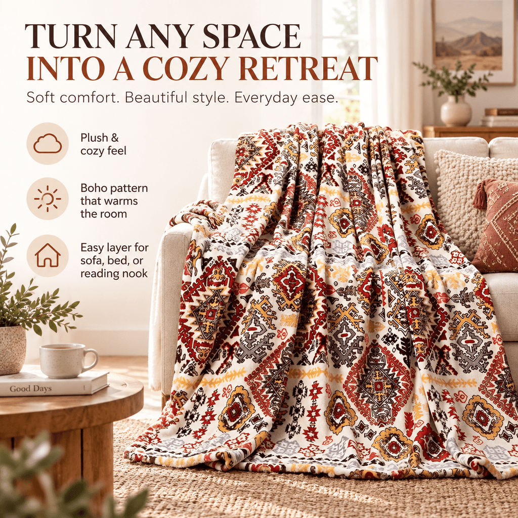 Southwestern Havana Geometric Plush Fleece Flannel Throw Blanket