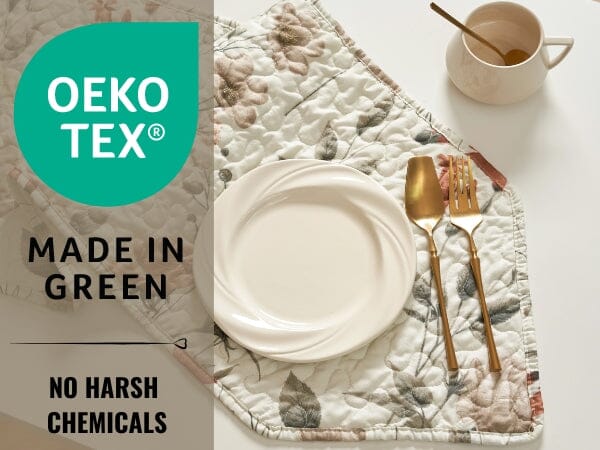 DaDalogy Enchanted Meadow Reversible Dinner Table Runner - Floral Elegance in Beige, Rose, and Soft Olive Green, Premium Soft Microfiber Quilted Table Runner - DaDa Bedding Collection