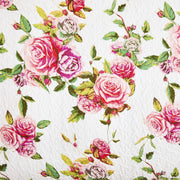 DaDa Bedding Romantic Roses Floral Throw Blanket - Lovely Spring Pink & White Scalloped Colorful Lightweight Breathable - Bright Vibrant Quilted Throw Blanket - 50 x 60 - DaDa Bedding Collection