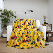 DaDa Bedding Yellow Farmhouse Rustic Spring Floral Hummingbirds Soft Fleece Throw Blanket (925) - DaDa Bedding Collection
