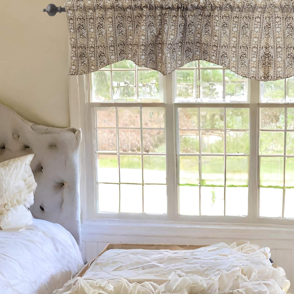 DaDa Bedding Moroccan Paisley Filigree Floral Window Curtain Valance - 18" x 52" (JHW-885) - DaDa Bedding Collection