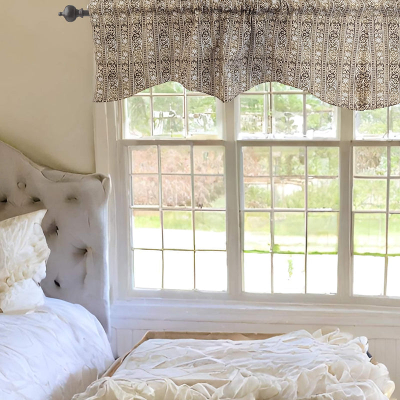 DaDa Bedding Moroccan Paisley Filigree Floral Window Curtain Valance - 18" x 52" (JHW-885) - DaDa Bedding Collection