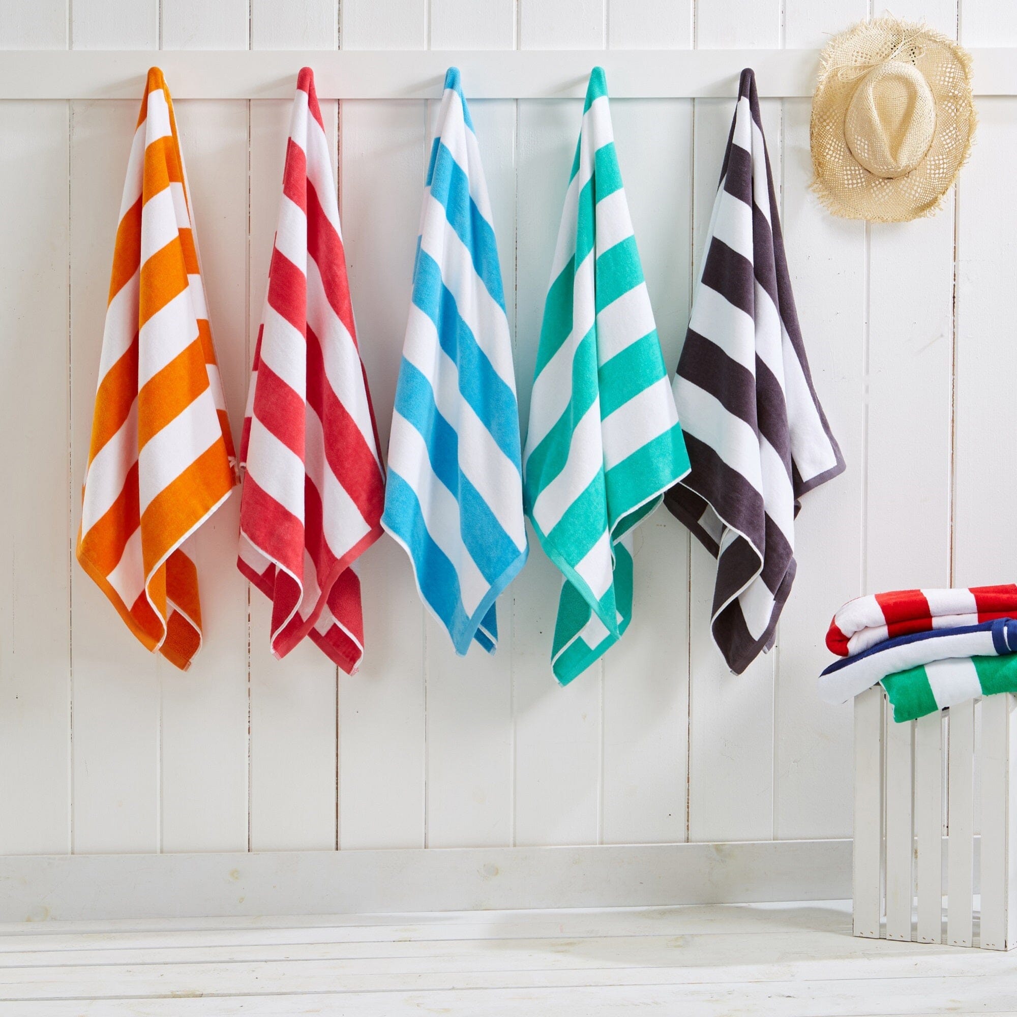 Cotton Velour Cabana Stripe Beach Towel - Novia Collection (Shipping fees may apply)