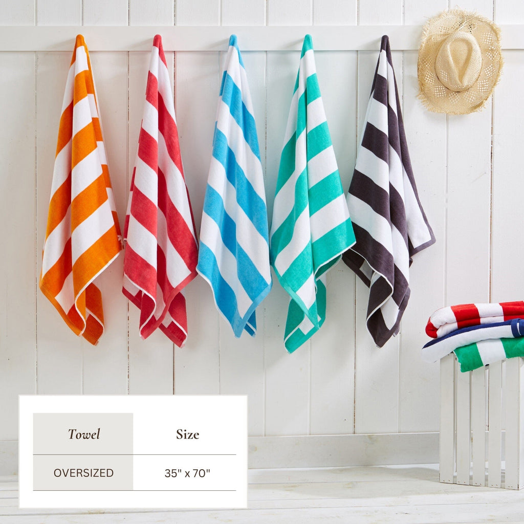 Cotton Velour Cabana Stripe Beach Towel - Novia Collection (Shipping fees may apply)