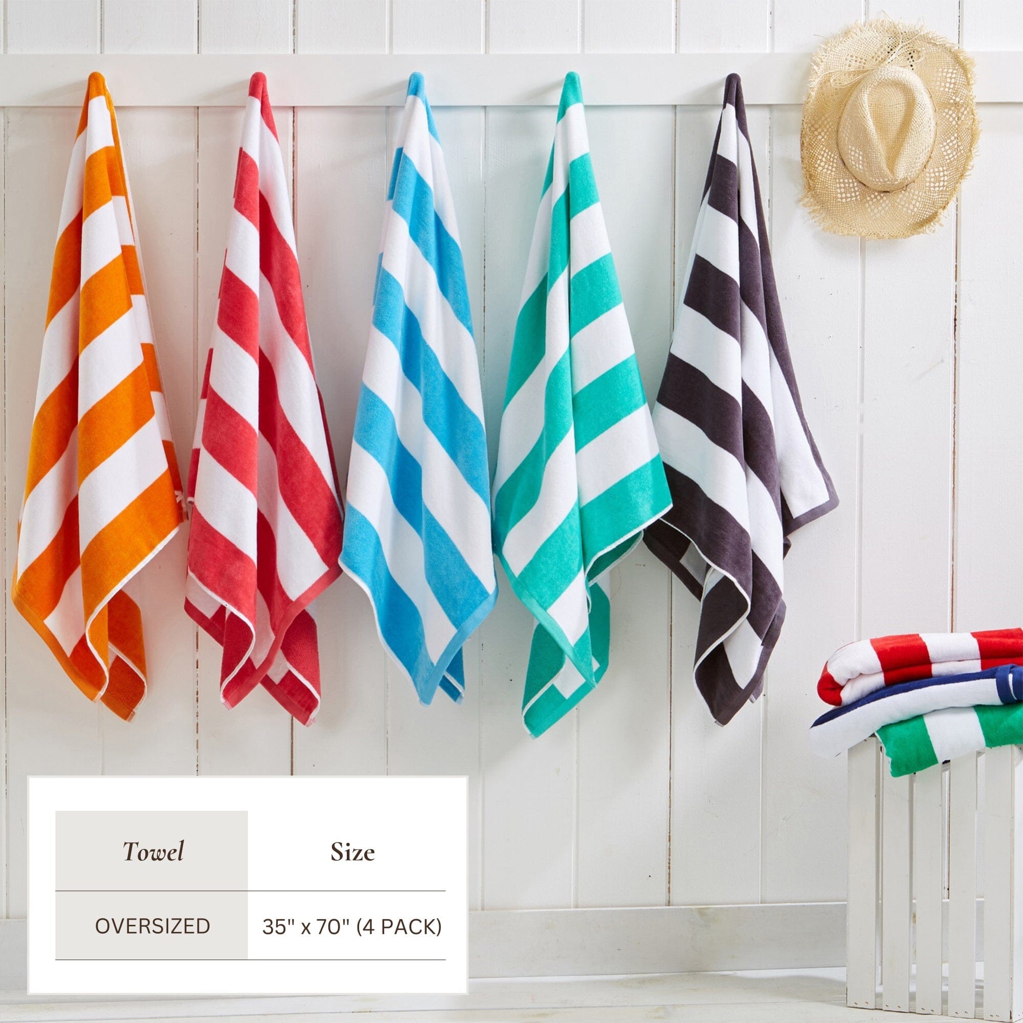 Cotton Velour Cabana Stripe Beach Towel - Novia Collection (Shipping fees may apply)