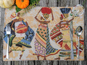 DaDa Bedding Set of 4-Pieces Dancing Women African Kwanzaa Tapestry Dining Table Placemats 13” x 19” (18117) - DaDa Bedding Collection