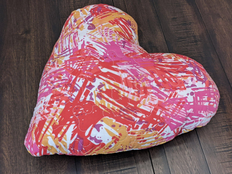 DaDa Bedding Hand-Made Sewn Marble Painted Heart Shaped Reversible Colorful Throw Pillow - 16” x 14” - DaDa Bedding Collection