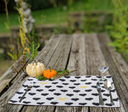 DaDa Bedding Set of 4-Pieces Lovely Yellow & Black Hearts Tapestry Dining Table Placemats 13” x 19” (18113) - DaDa Bedding Collection