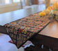 TABLE RUNNER - DaDa Bedding Elegant Woven Tapestry Table Runner, Ethnic Ornaments Geometric Black (18118) - DaDa Bedding Collection