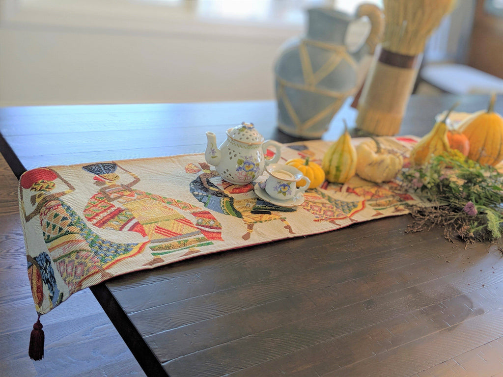 DaDa Bedding Dancing Women African Dreams Elegant Woven Tapestry Dining Table Runner (18117) - DaDa Bedding Collection