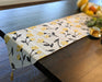 TABLE RUNNER - DaDa Bedding Elegant Woven Tapestry Table Runner, Fresh Sunshine Yellow Fleur Floral (18112) - DaDa Bedding Collection