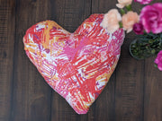DaDa Bedding Hand-Made Sewn Marble Painted Heart Shaped Reversible Colorful Throw Pillow - 16” x 14” - DaDa Bedding Collection