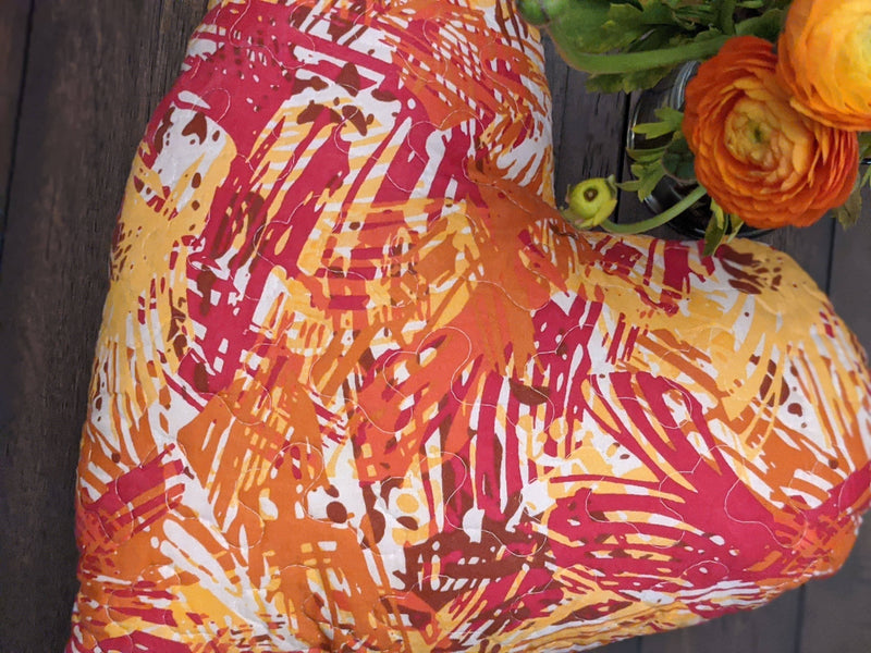 DaDa Bedding Hand-Made Sewn Marble Painted Heart Shaped Reversible Colorful Throw Pillow - 16” x 14” - DaDa Bedding Collection