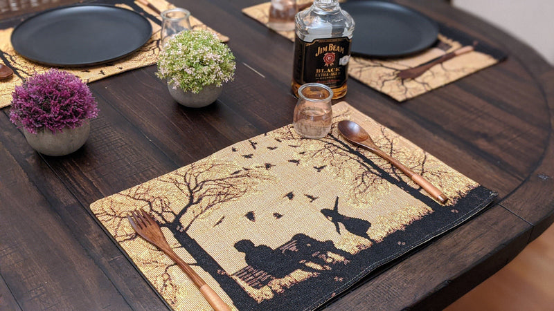 DaDalogy Bedding Set of 4 Pieces Autumn Birds Blessing Tapestry Dining Placemats 13” x 19” (18198) - DaDa Bedding Collection