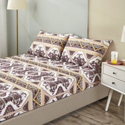 DaDa Bedding Majestic Oriental Kilim Fitted Sheet - w/ Pillow Cases Royal Persian Traditional Design Intricate Ornate Ornament Print - DaDa Bedding Collection